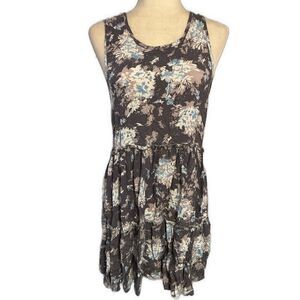 ritual usa purple White Blue Rayon floral tank Open Back mini dress Medium